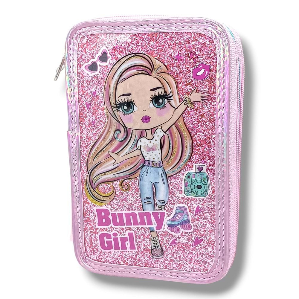 Bear&Deer Parıltılı Bunny Girl 3 Gözlü Kalem Kutusu BD-KCS223