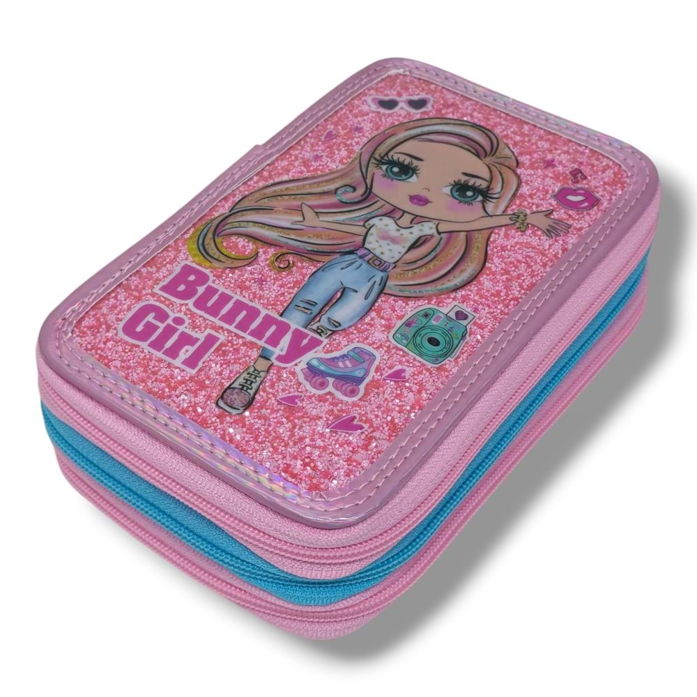 Bear&Deer Parıltılı Bunny Girl 3 Gözlü Kalem Kutusu BD-KCS223