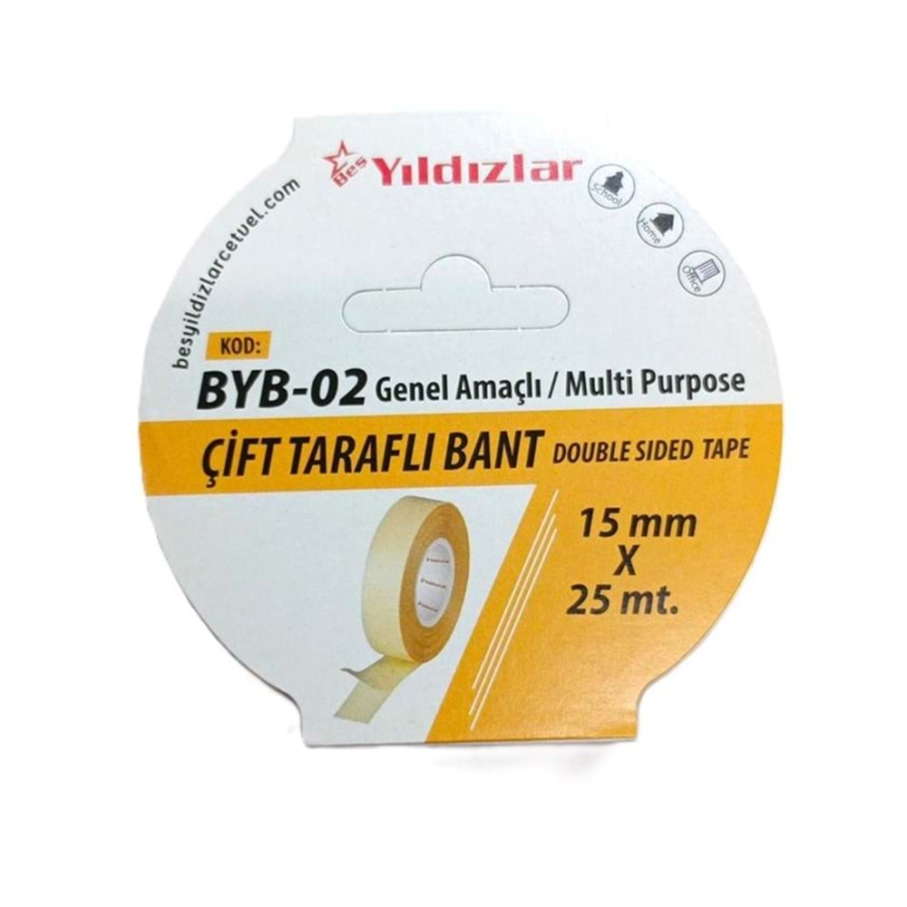 Yıldızlar Çift Taraflı Bant 15 mm x 25 mt.