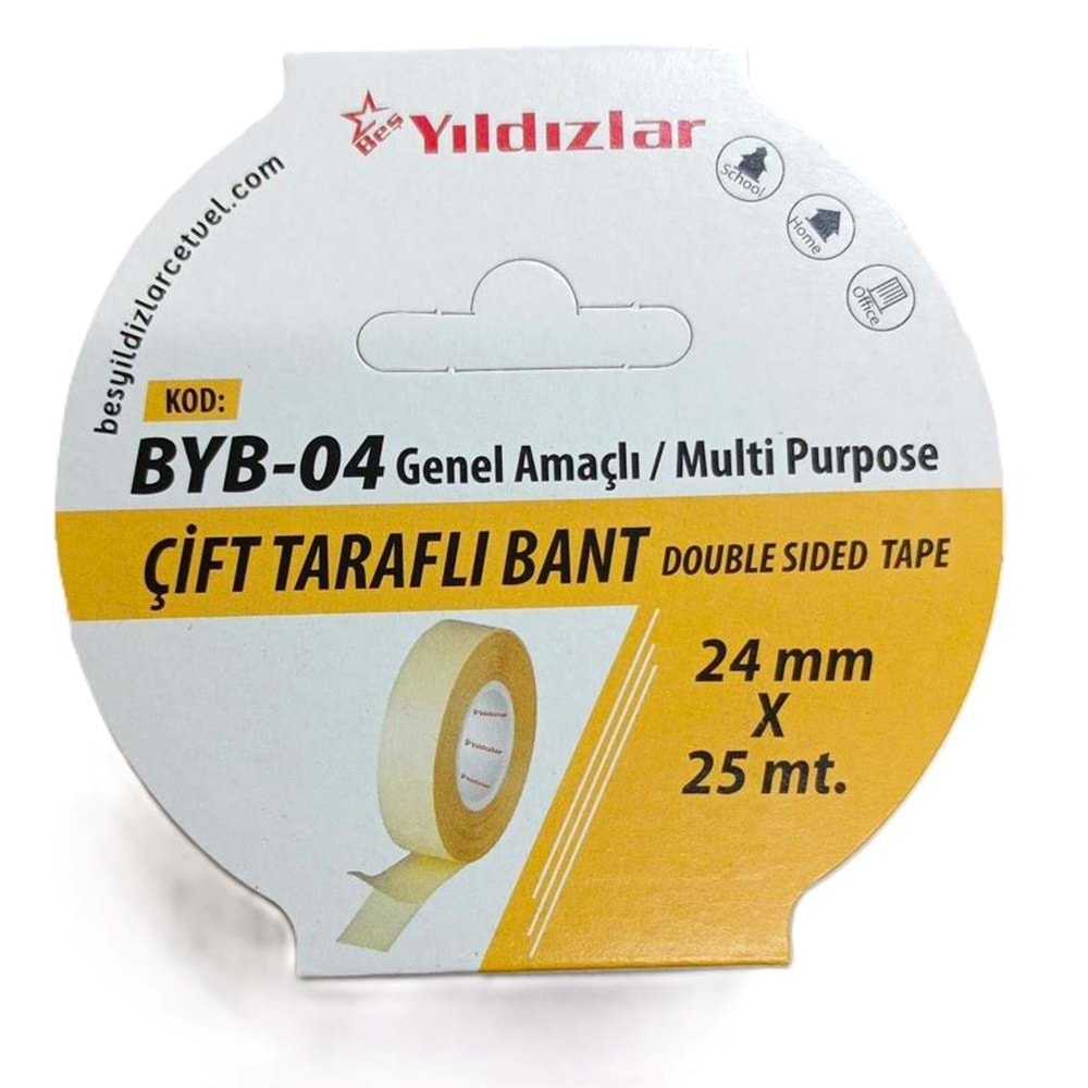 Yıldızlar Çift Taraflı Bant 24 mm x 25 mt.