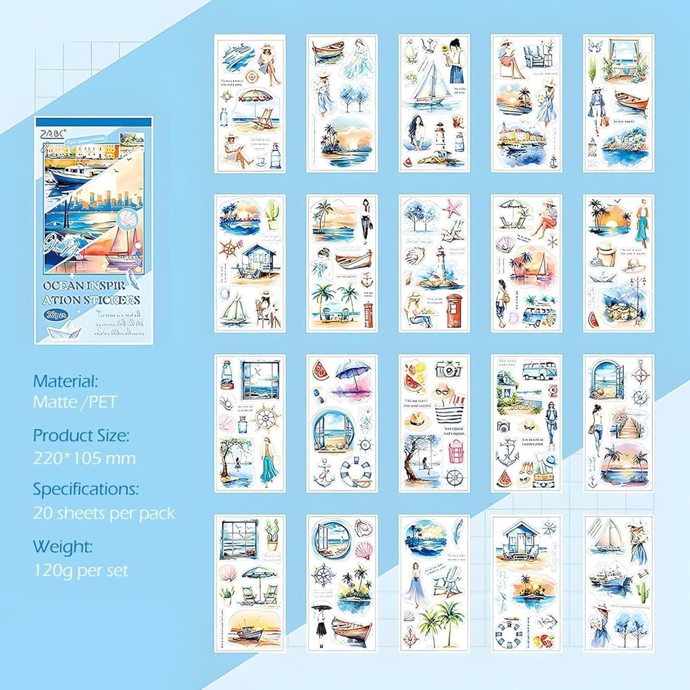 Puslu Anılar Okyanus Sticker Defteri 20 Sayfa