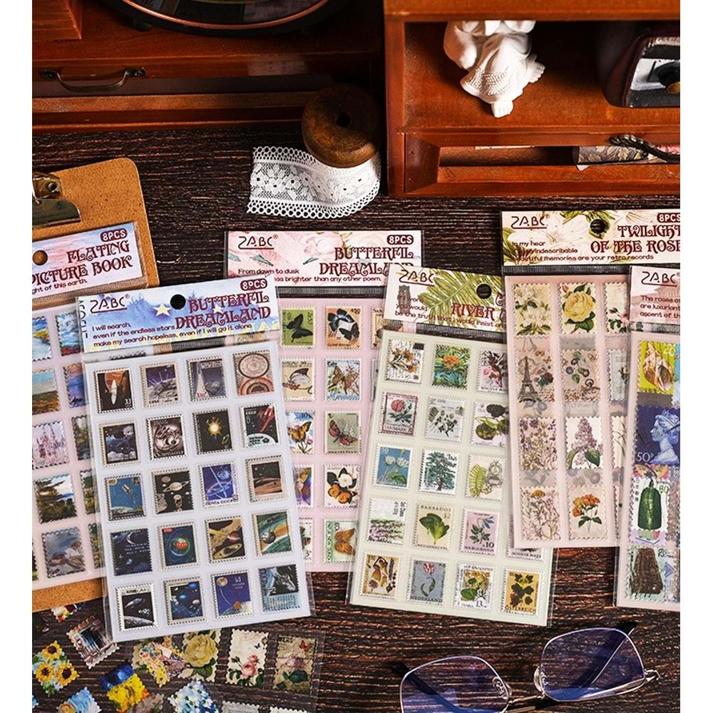 Plastik Pul Sticker 8 Sayfa BM-1776