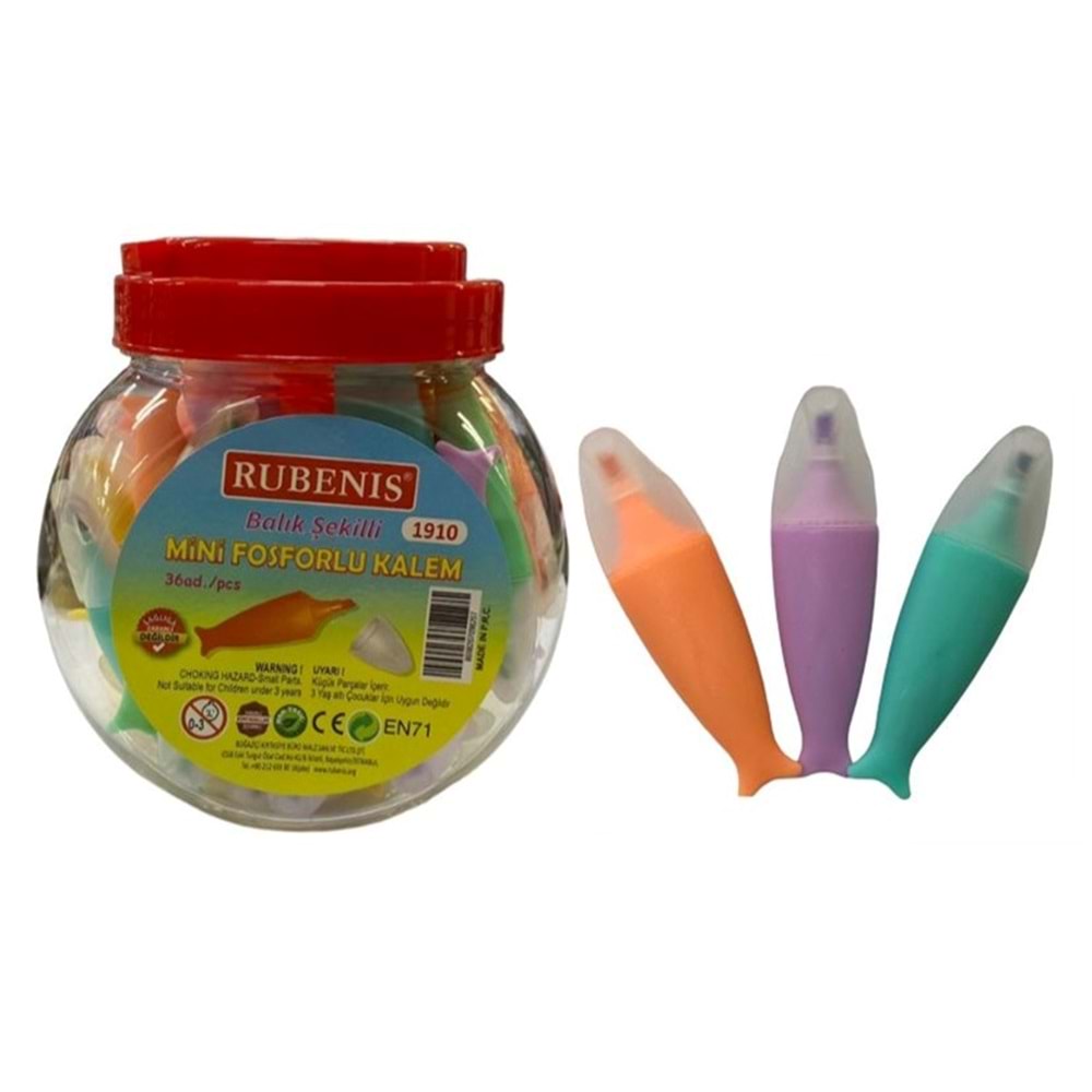 Rubenis Balık Şekilli Mini Fosforlu Kalem