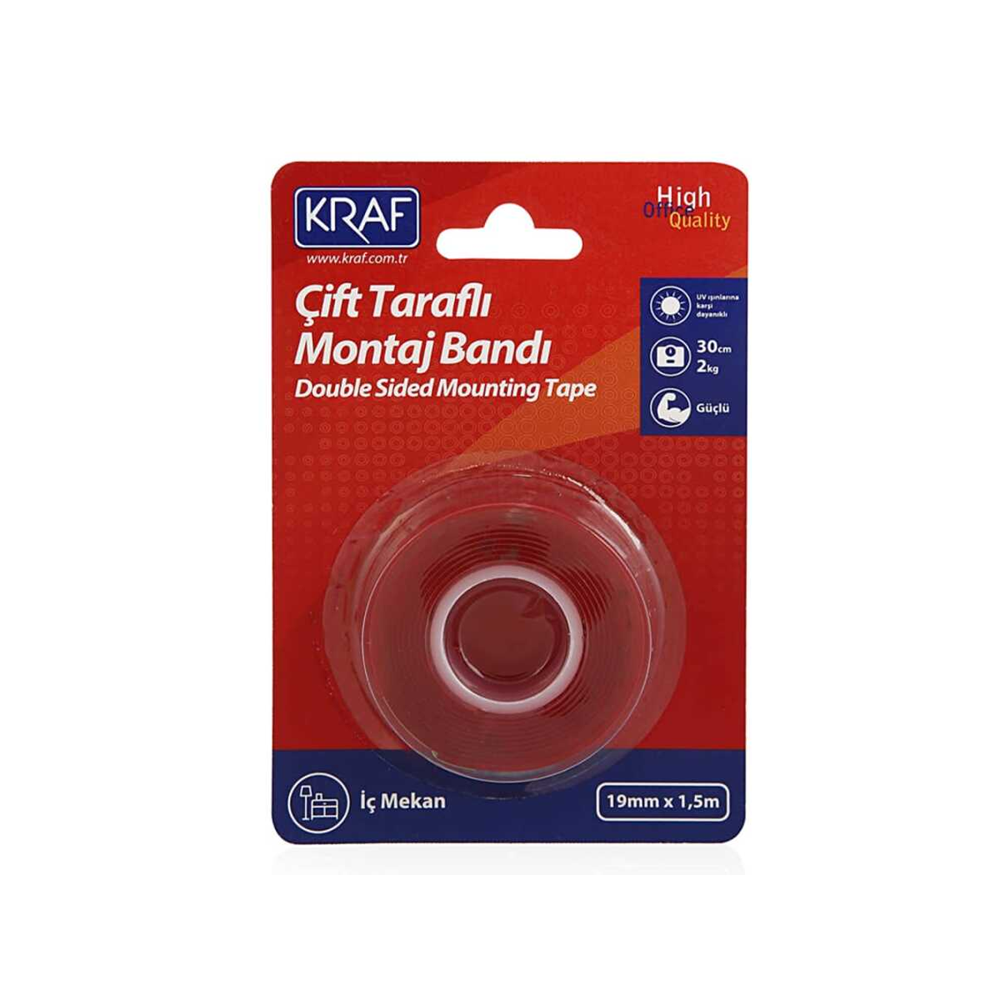 Kraf Çift Taraflı Montaj Bandı 19mmX1,5m