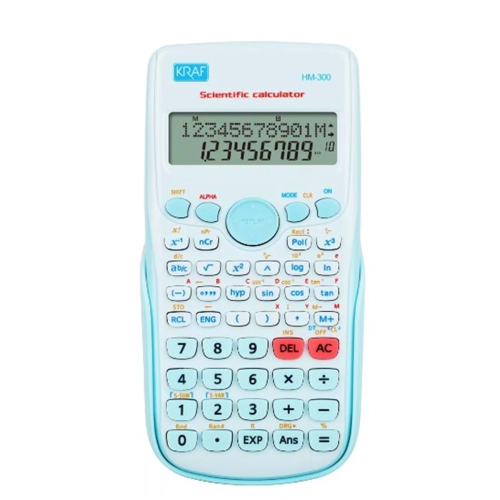 Kraf Hesap Makinesi Bilimsel Fonksiyonlu HM-300 BL Mavi
