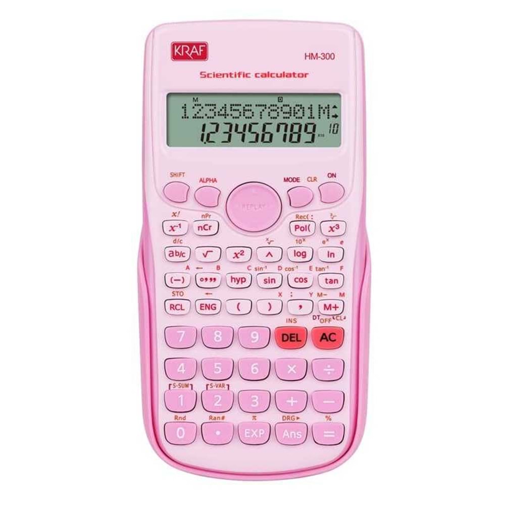 Kraf Hesap Makinesi Bilimsel Fonksiyonlu HM-300 PK Pembe