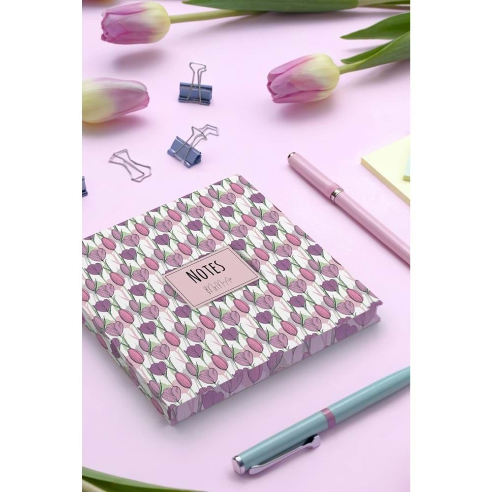 My Mia Art Pembe Lale Kenar Baskılı Defter, 16x16 cm
