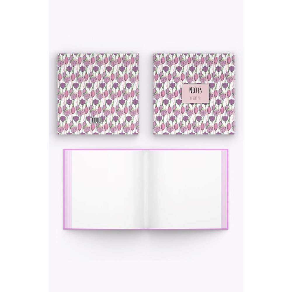 My Mia Art Pembe Lale Kenar Baskılı Defter, 16x16 cm