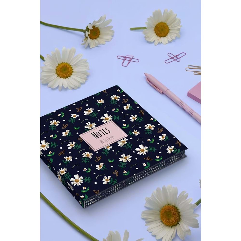 My Mia Art Mavi Papatya Kenar Baskılı Defter, 16x16 cm