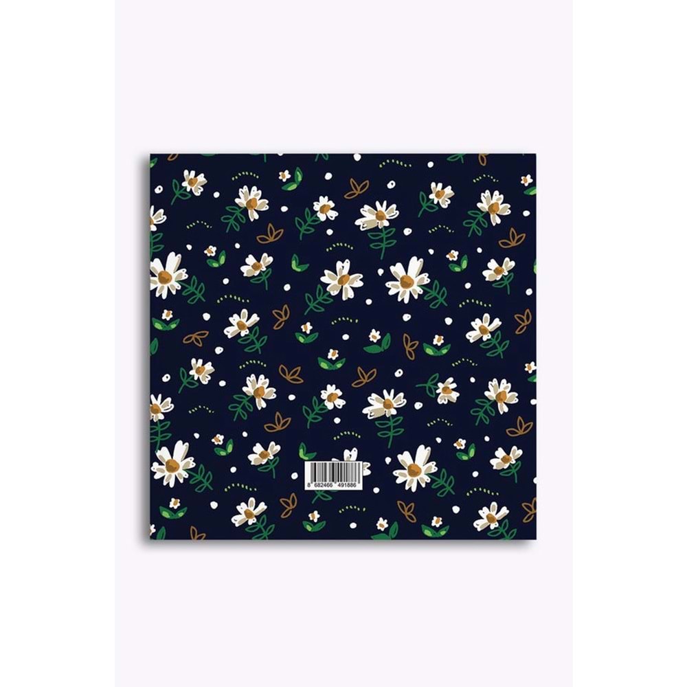 My Mia Art Mavi Papatya Kenar Baskılı Defter, 16x16 cm