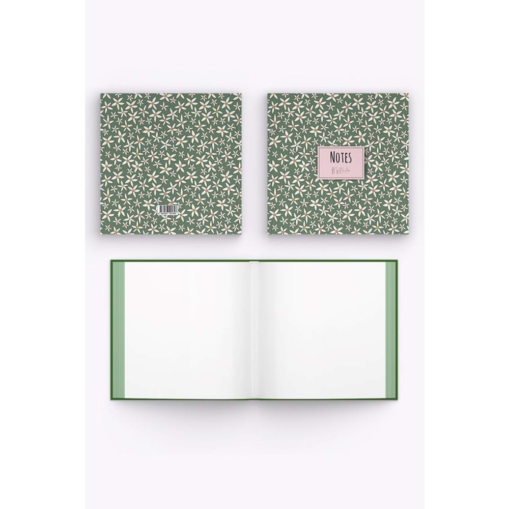 My Mia Art Yeşil Papatya Kenar Baskılı Defter, 16x16 cm