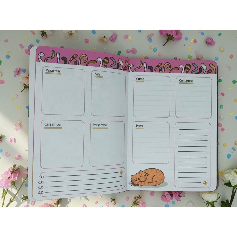 Zamansız Kediler I Haftalık Plan Ajandası 15x21 cm