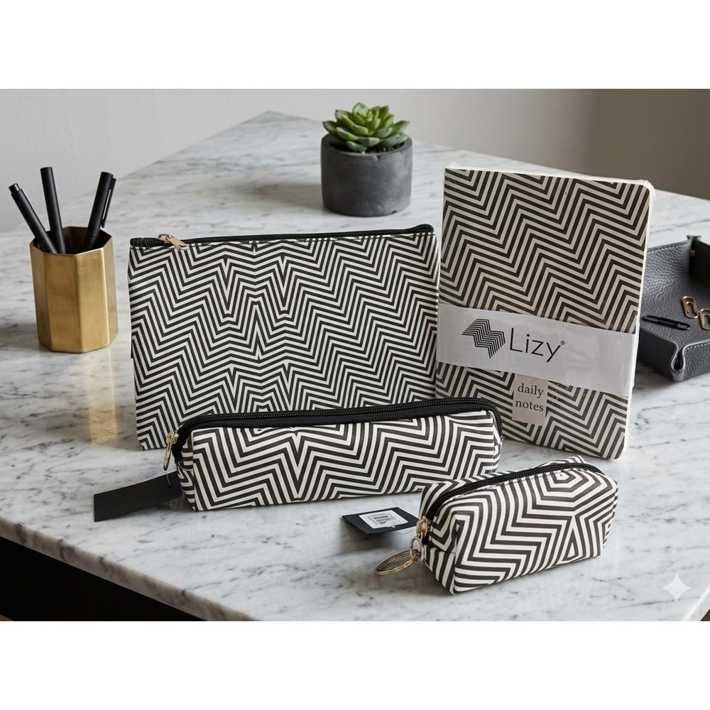 Liz Hediyelik Seti Daily Notes Defter+Kalemlik+Makyaj Çantası+Küçük Cüzdan WBSET-1