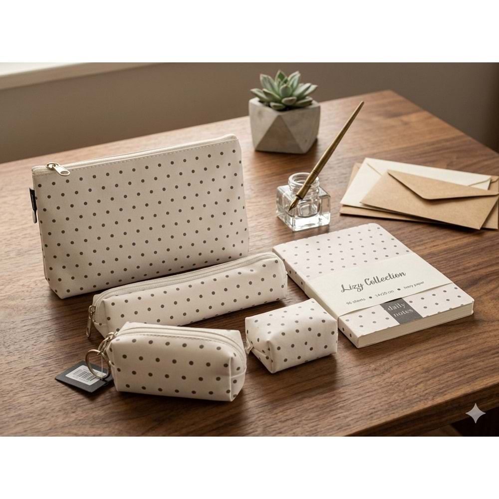 Liz Hediyelik Seti Daily Notes Defter+Kalemlik+Makyaj Çantası+Küçük Cüzdan WBSET-1