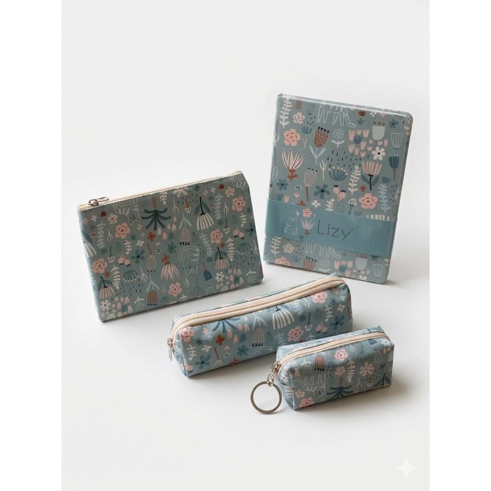 Liz Hediyelik Seti Daily Not Defteri+Kalemlik+Makyaj Çantası+Küçük Cüzdan FORSET-1