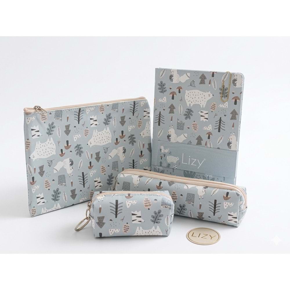 Liz Hediyelik Seti Daily Not Defteri+Kalemlik+Makyaj Çantası+Küçük Cüzdan FORSET-1