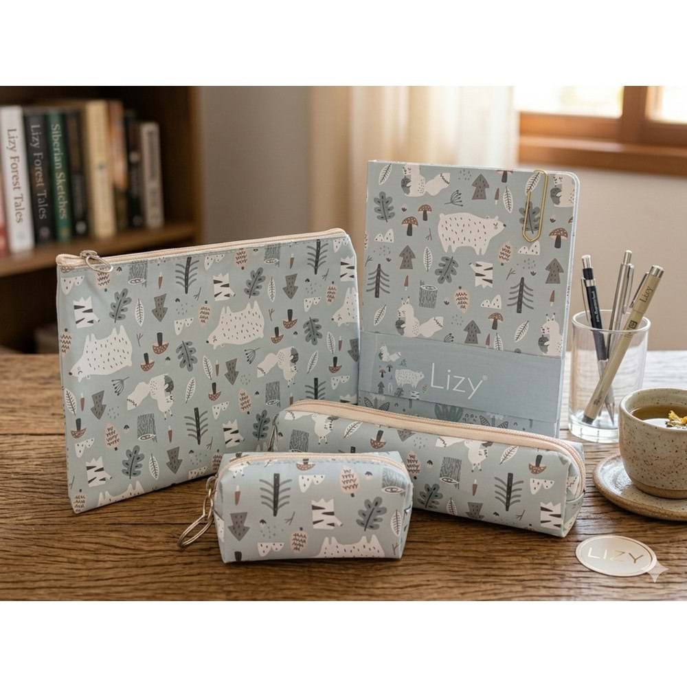 Liz Hediyelik Seti Daily Not Defteri+Kalemlik+Makyaj Çantası+Küçük Cüzdan FORSET-1