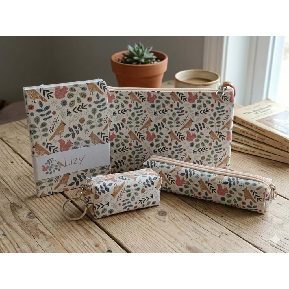 Liz Hediyelik Seti Daily Not Defteri+Kalemlik+Makyaj Çantası+Küçük Cüzdan FORSET-1