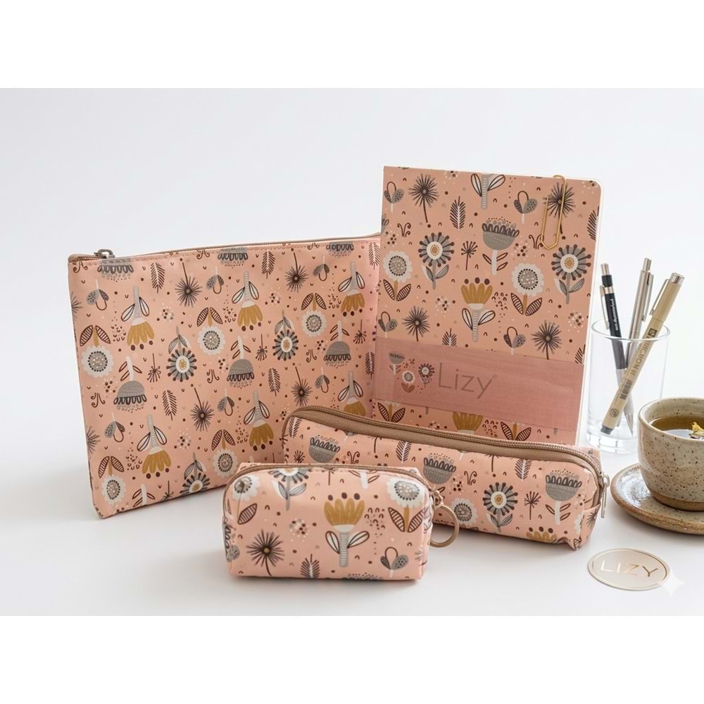 Liz Hediyelik Seti Daily Not Defteri+Kalemlik+Makyaj Çantası+Küçük Cüzdan FORSET-1