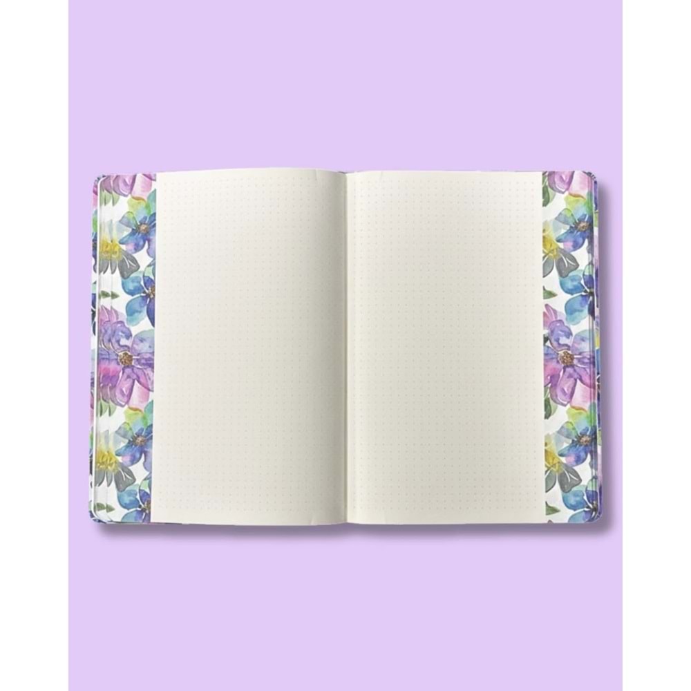 Liz Kuşe Kapak Kenar Baskılı 15x21 cm Defter 64 Yp. Noktalı+48 Yp. Çizgisiz