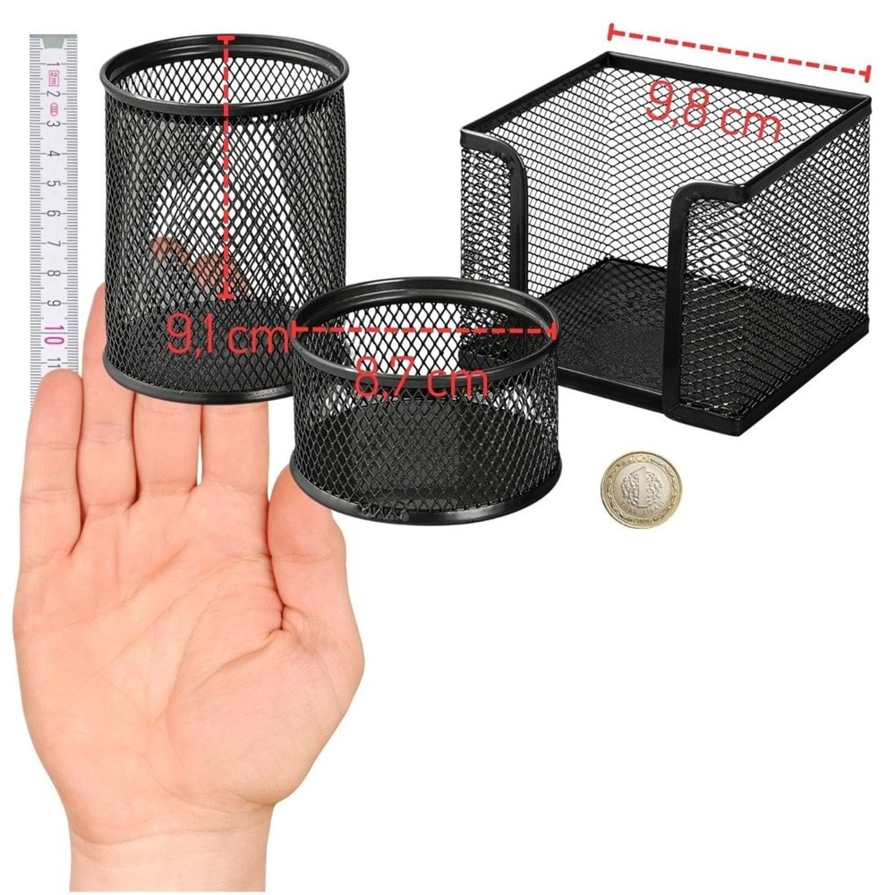 Kraf Metal Perfore Masa Üstü Seti 470G Siyah 3 Lü