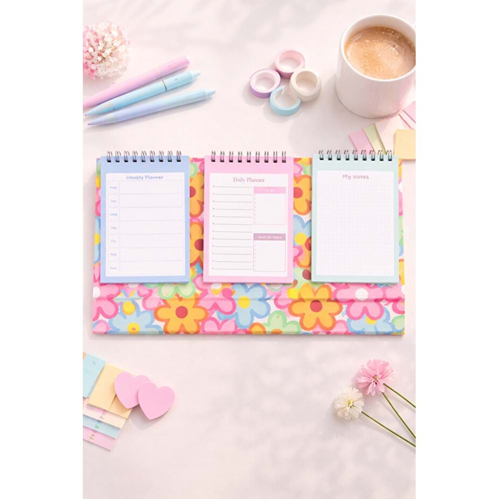 Liz Masaüstü Planner Takvim (3 Bölmeli) - Haftalık ve Günlük Liste TKV05