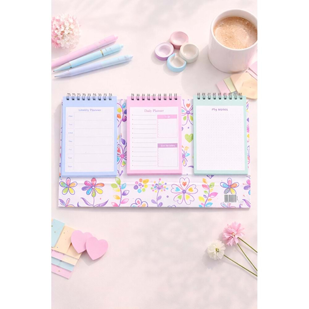 Liz Masaüstü Planner Takvim (3 Bölmeli) - Haftalık ve Günlük Liste TKV05