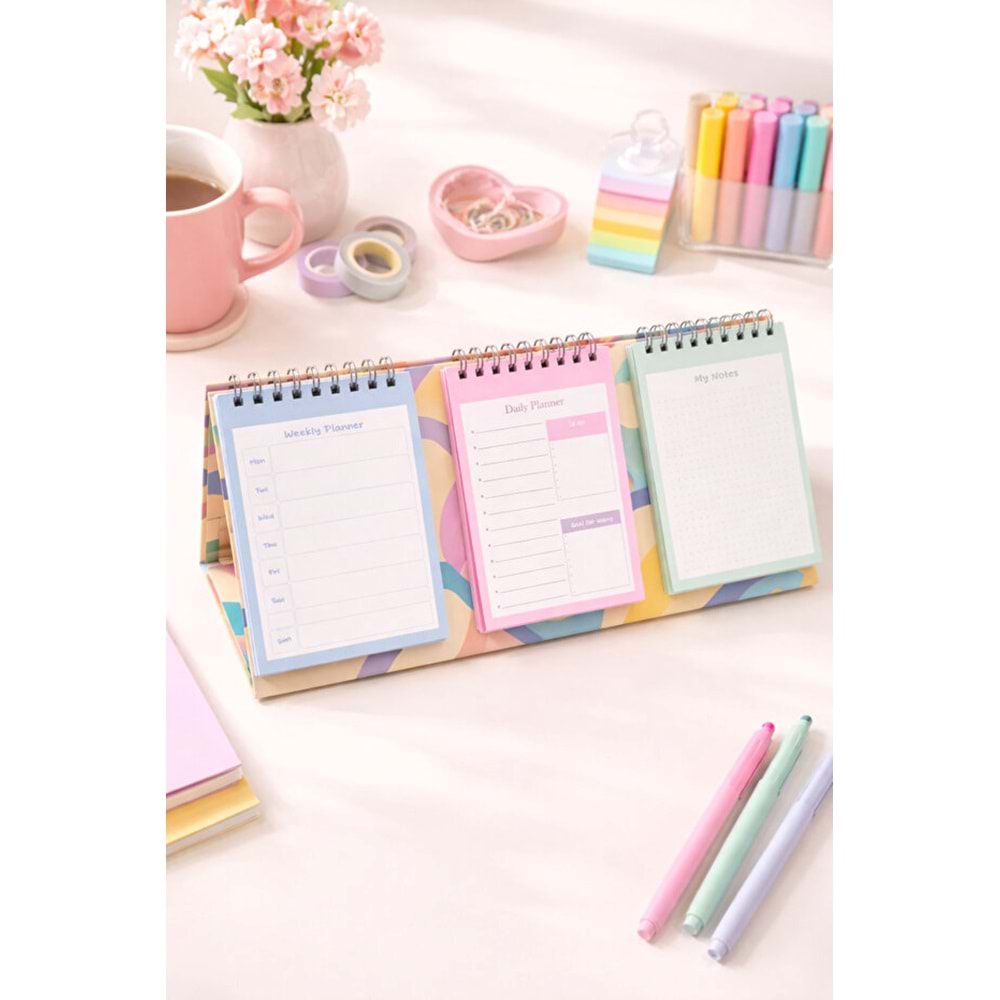 Liz Masaüstü Planner Takvim (3 Bölmeli) - Haftalık ve Günlük Liste TKV05