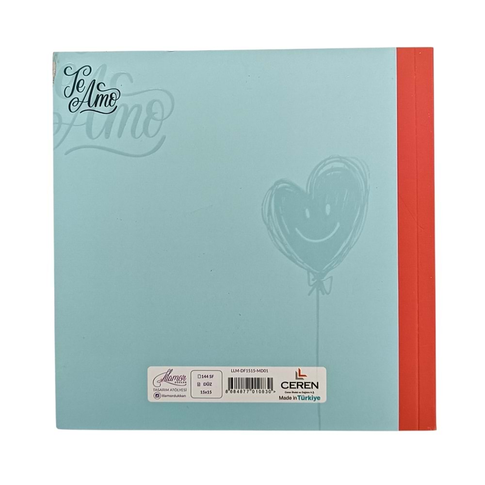 Lilamor Kare Defter 15x15 cm 144 Sayfa Düz