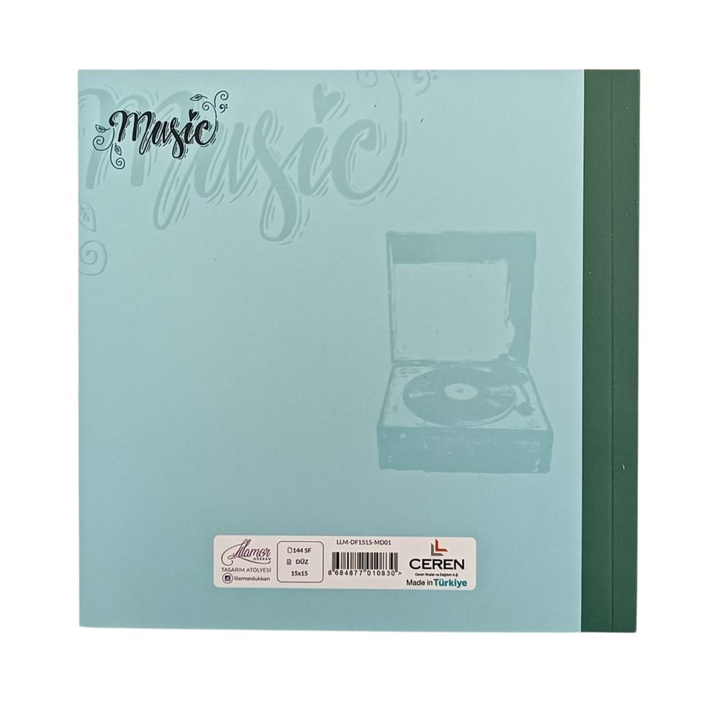 Lilamor Kare Defter 15x15 cm 144 Sayfa Düz