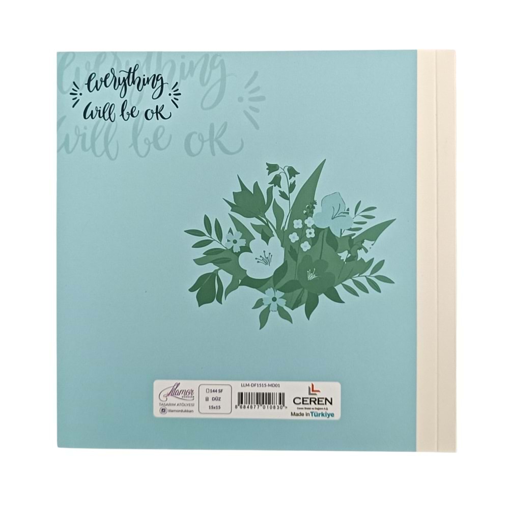 Lilamor Kare Defter 15x15 cm 144 Sayfa Düz