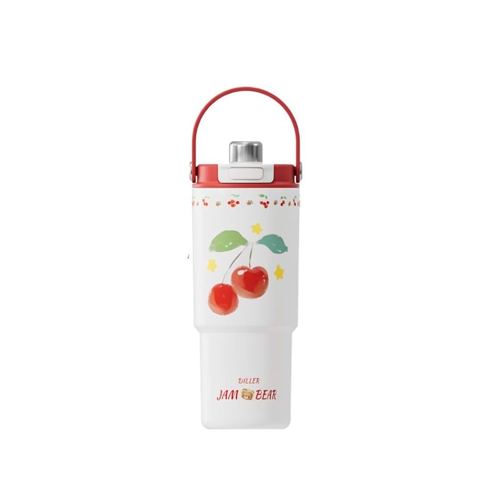 Diller Kiraz Desenli Paslanmaz Çelik Termos 900 ml. D9508-880