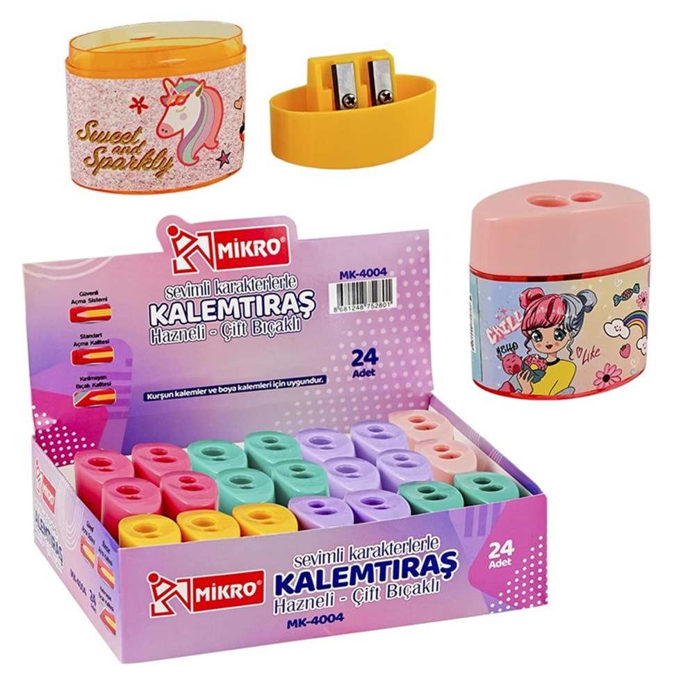 Mikro Hazneli Çiftli Kalemtraş MK-4004