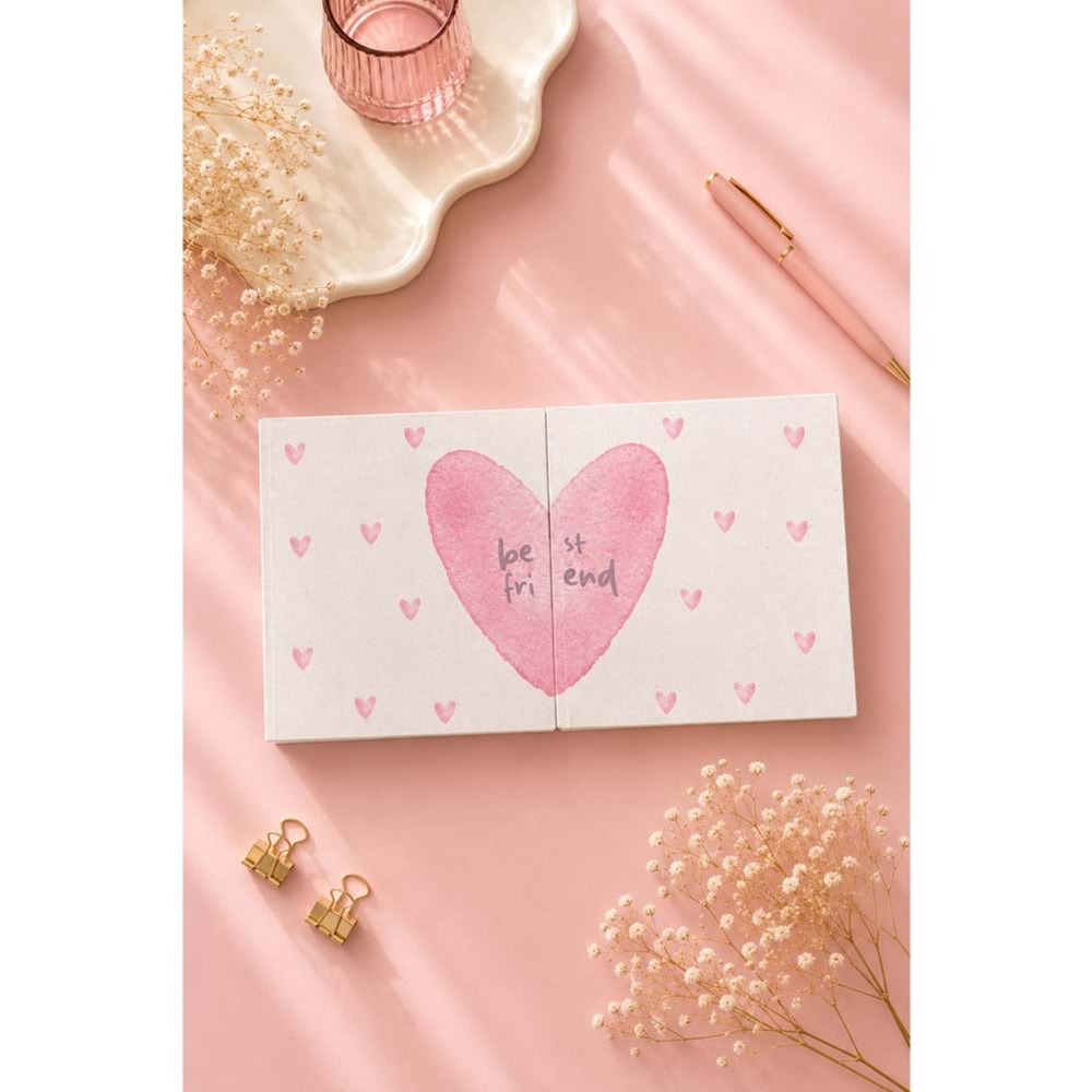 Lizy Best Friend İkili Defter Seti 16x16 cm Sert Kapak Düz İç Sayfa