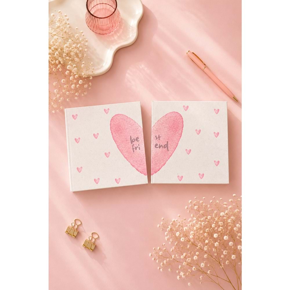 Lizy Best Friend İkili Defter Seti 16x16 cm Sert Kapak Düz İç Sayfa