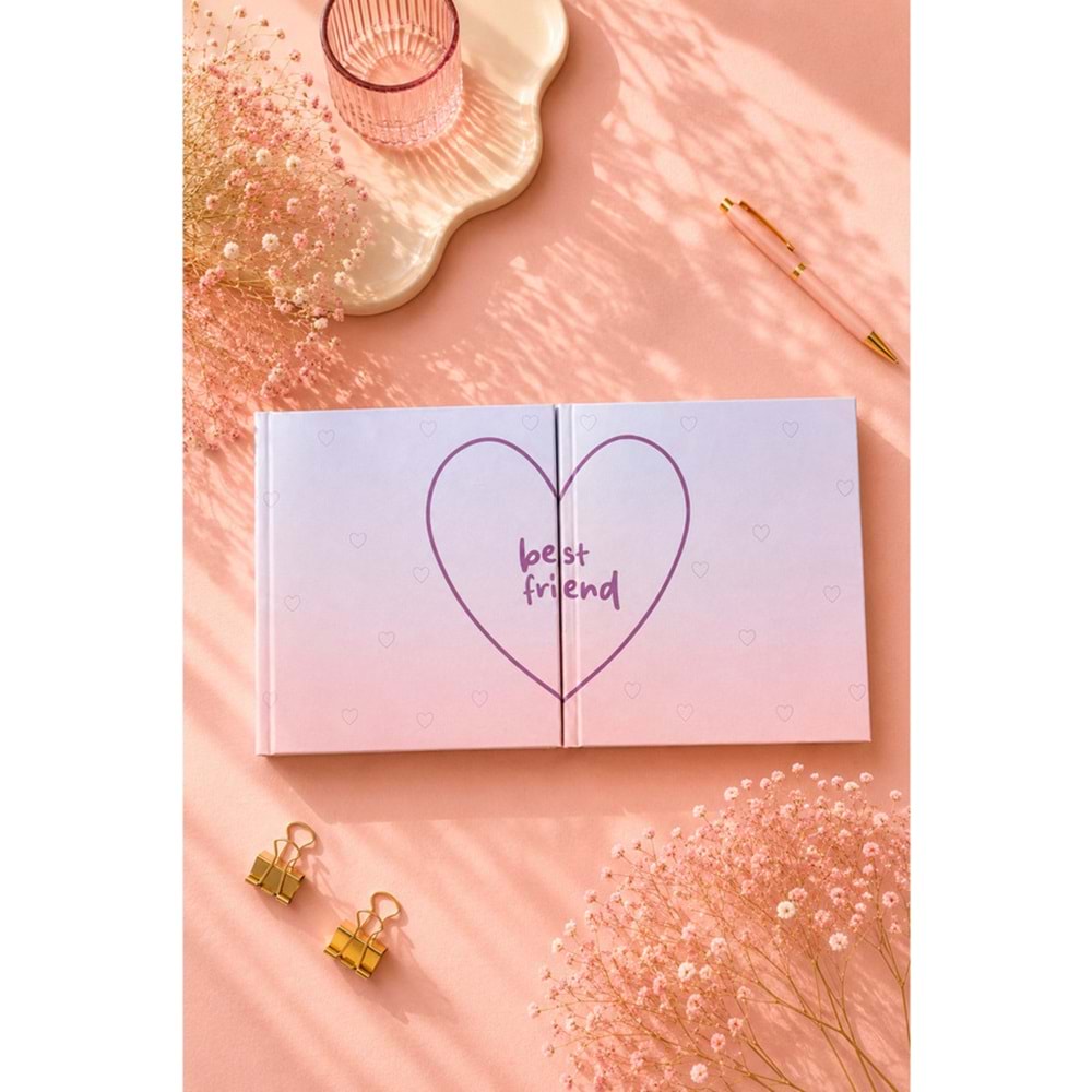 Lizy Best Friend İkili Defter Seti 16x16 cm Sert Kapak Düz İç Sayfa