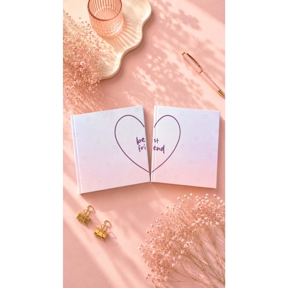 Lizy Best Friend İkili Defter Seti 16x16 cm Sert Kapak Düz İç Sayfa