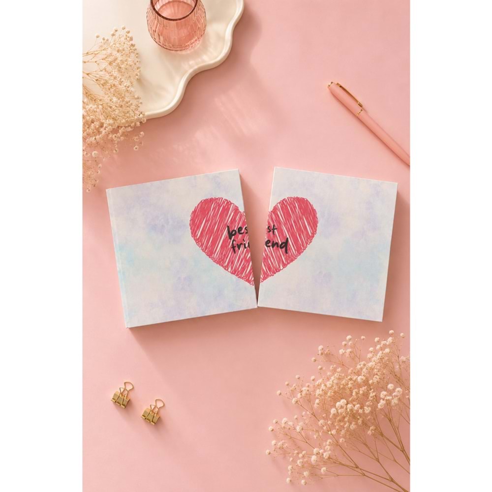 Lizy Best Friend İkili Defter Seti 16x16 cm Sert Kapak Düz İç Sayfa