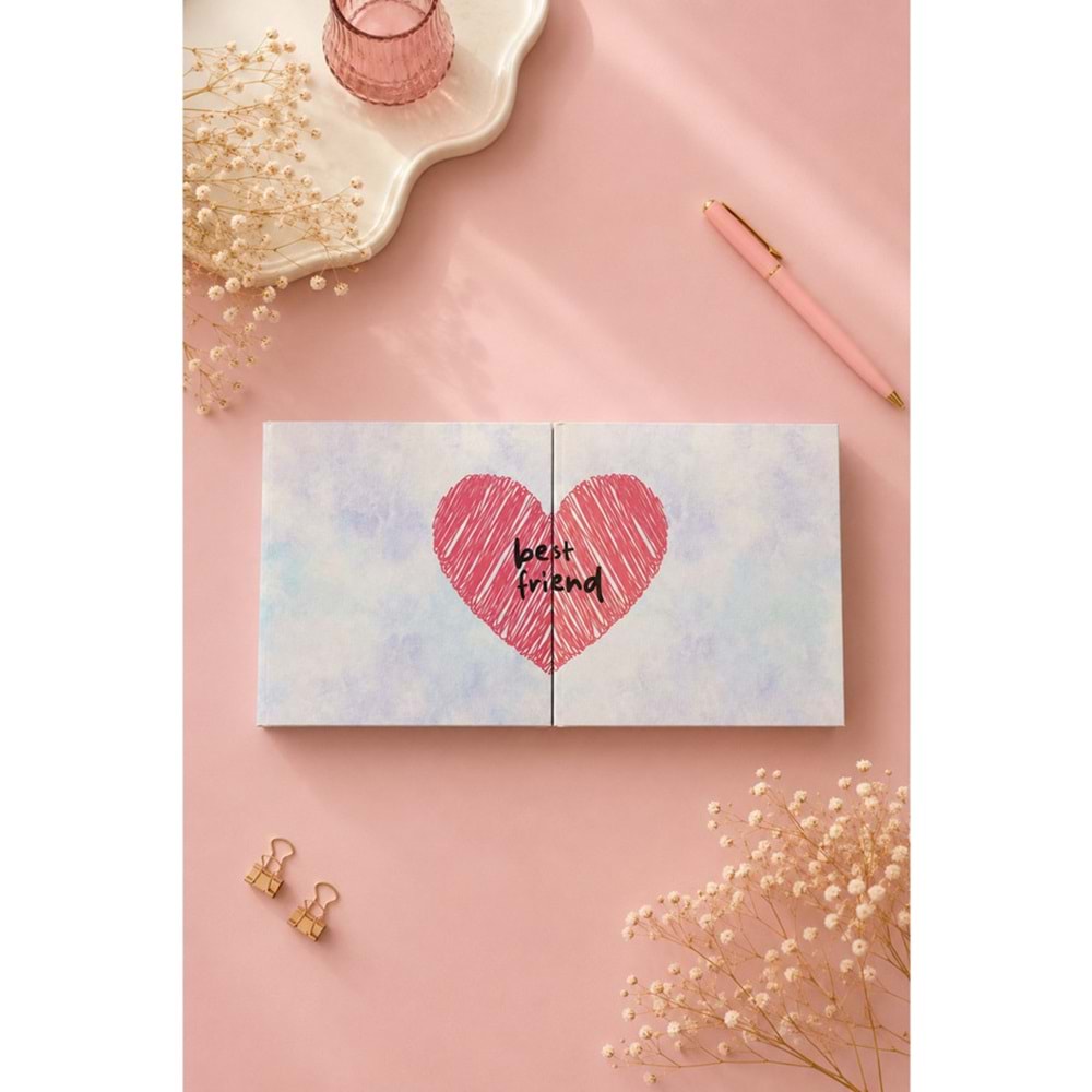 Lizy Best Friend İkili Defter Seti 16x16 cm Sert Kapak Düz İç Sayfa