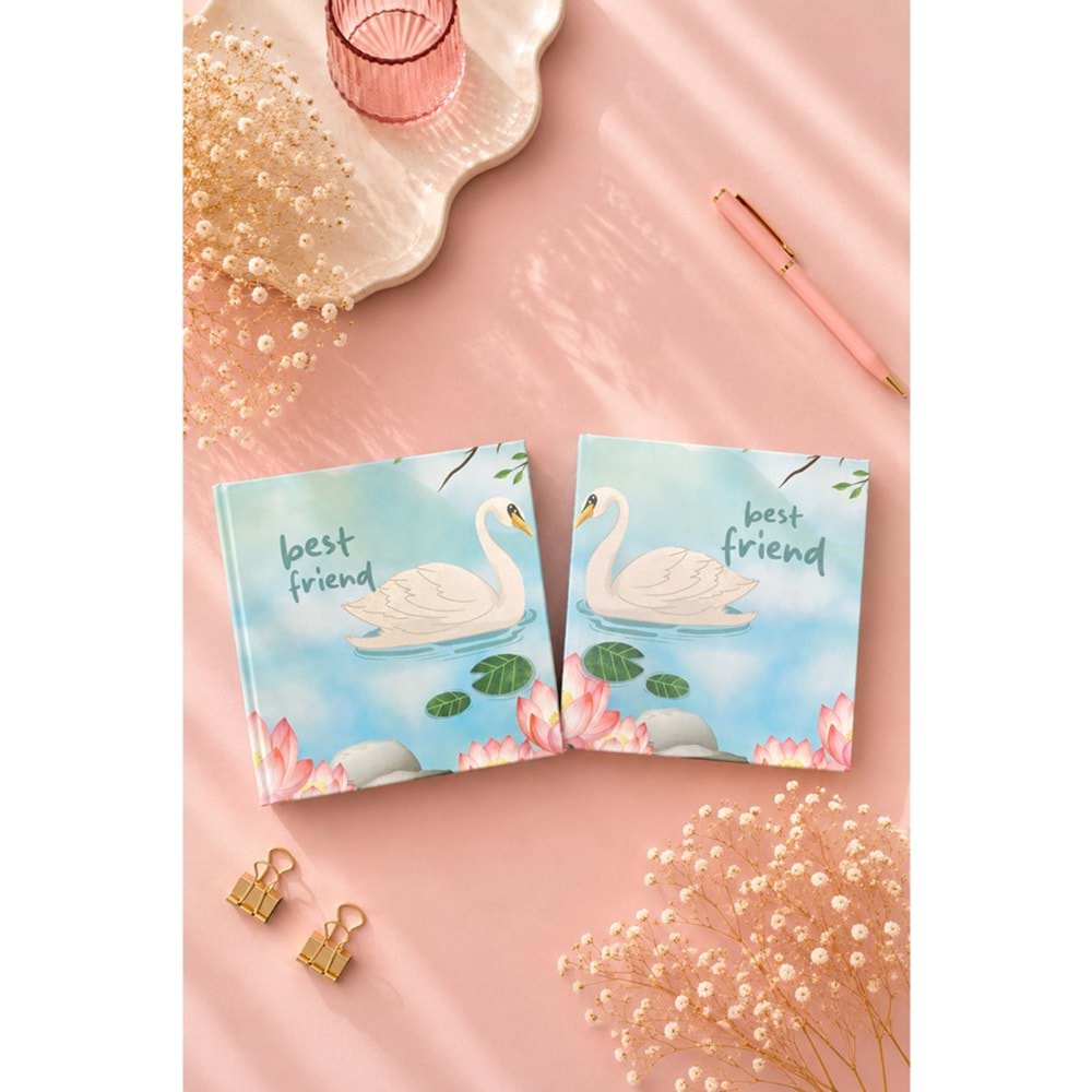 Lizy Best Friend İkili Defter Seti 16x16 cm Sert Kapak Düz İç Sayfa