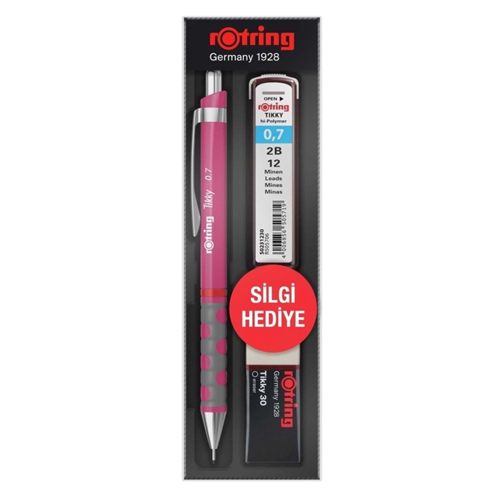Rotring Tikky Rd 0.7+Min Silgi Hediyeli - Ahududu Pembe