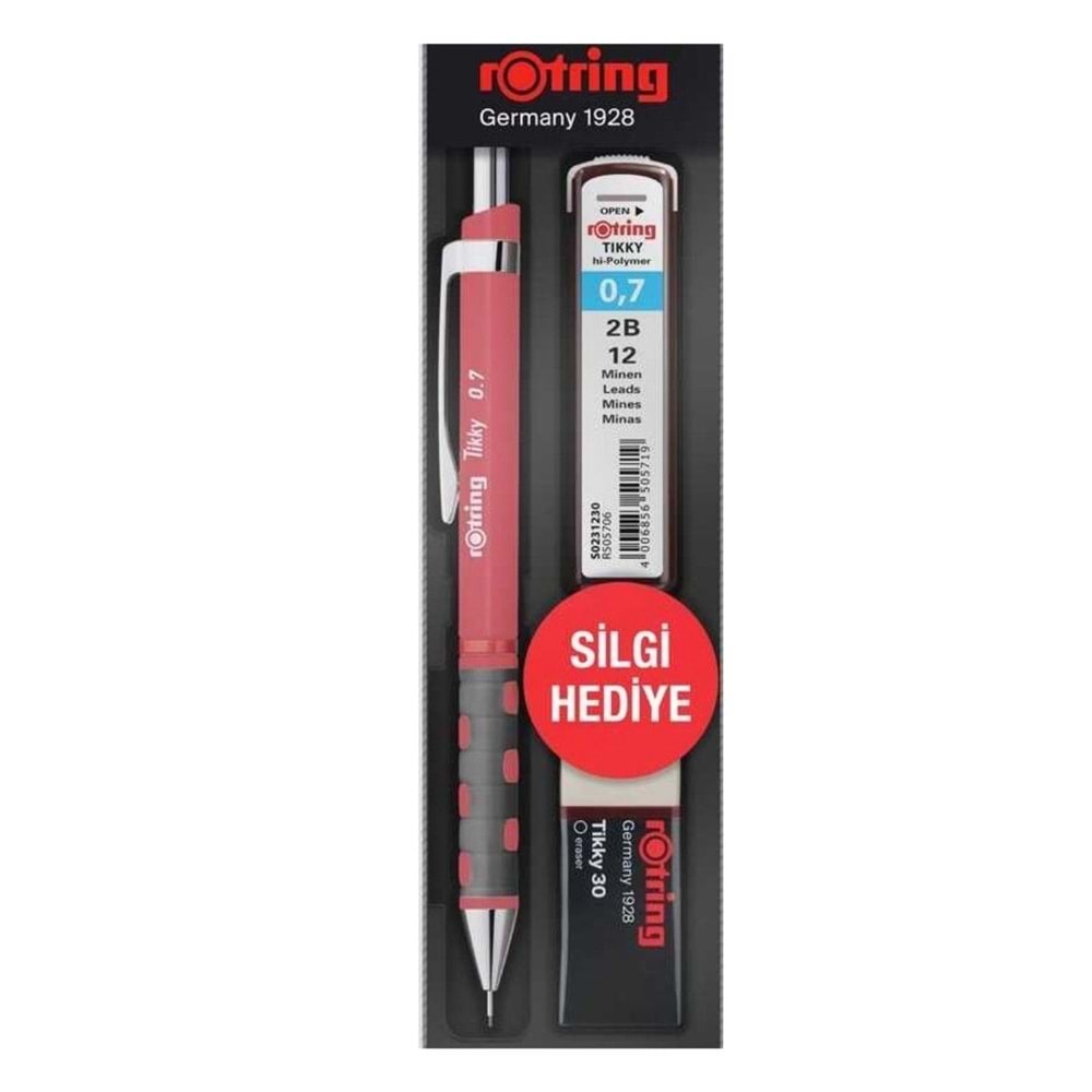 Rotring Tikky Rd 0.7+Min Silgi Hediyeli - Kırmızı