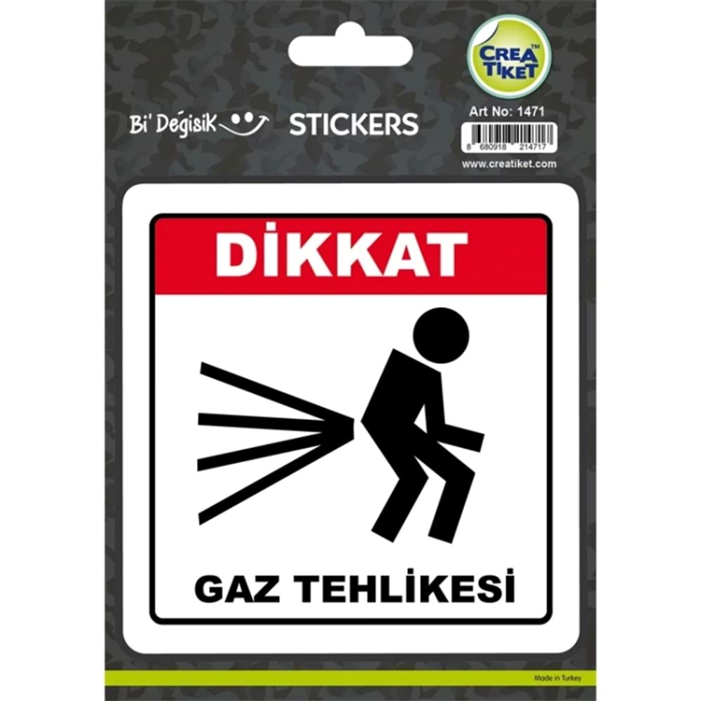Bi Değişik Sticker Dikkat Gaz Tehlikesi