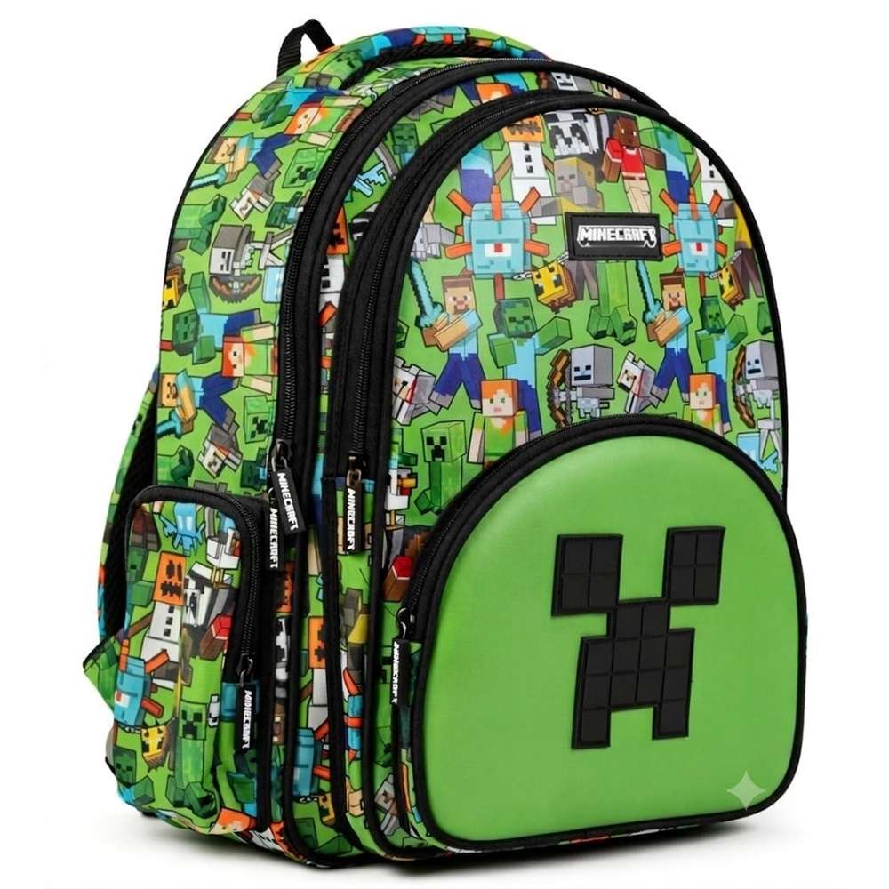 Minecraft Logo Baskı Detaylı Suni Deri Okul Çantası 26600