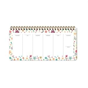 Keskin 13*27 Spiralli Planner - Krem Çiçek