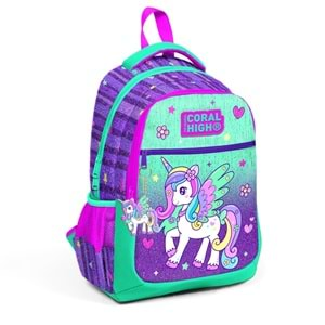 Coral High Kids Mor Su Yeşili Unicorn Desenli Okul Çantası 23487