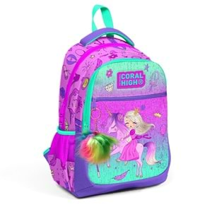 Coral High Kids Pembe-Yeşil Unicorn Desenli Üç Bölmeli Okul Sırt Çantası 23481