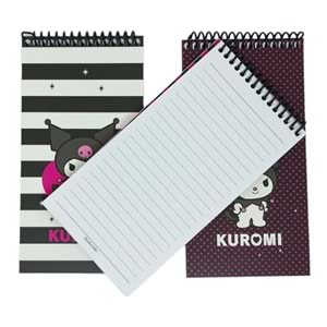 Kuromi 10x19 cm 80 Yp. Çizgili Spr. Karton Kapak Defter