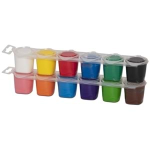 Bu-Bu Parmak Boya 12 Renk Birleşik Pot 20 ml.