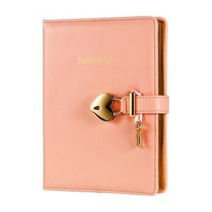 Victoria s Journals Hush Hush Kilitli Pastel Pembe Defter Kutulu 80 gr. 160 yp. Çizgili